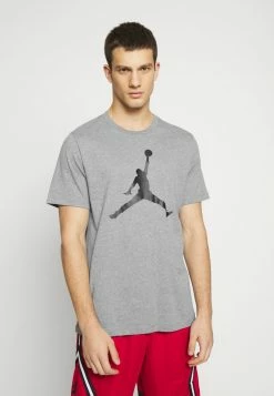 Jordan JUMPMAN CREW - Camiseta Estampada - Carbon Heather/black, Hombre