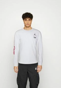 Jordan TEAM CREW - Camiseta De Manga Larga - White/gym Red , Hombre